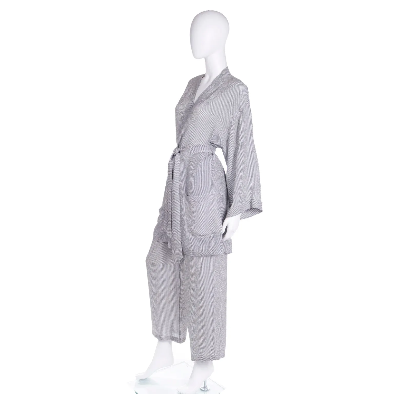 1990s Isaac Mizrahi Pinstriped Silk Loungewear Outfit