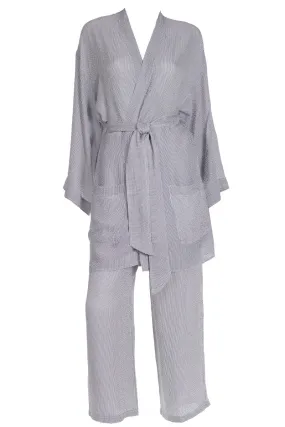 1990s Isaac Mizrahi Pinstriped Silk Loungewear Outfit