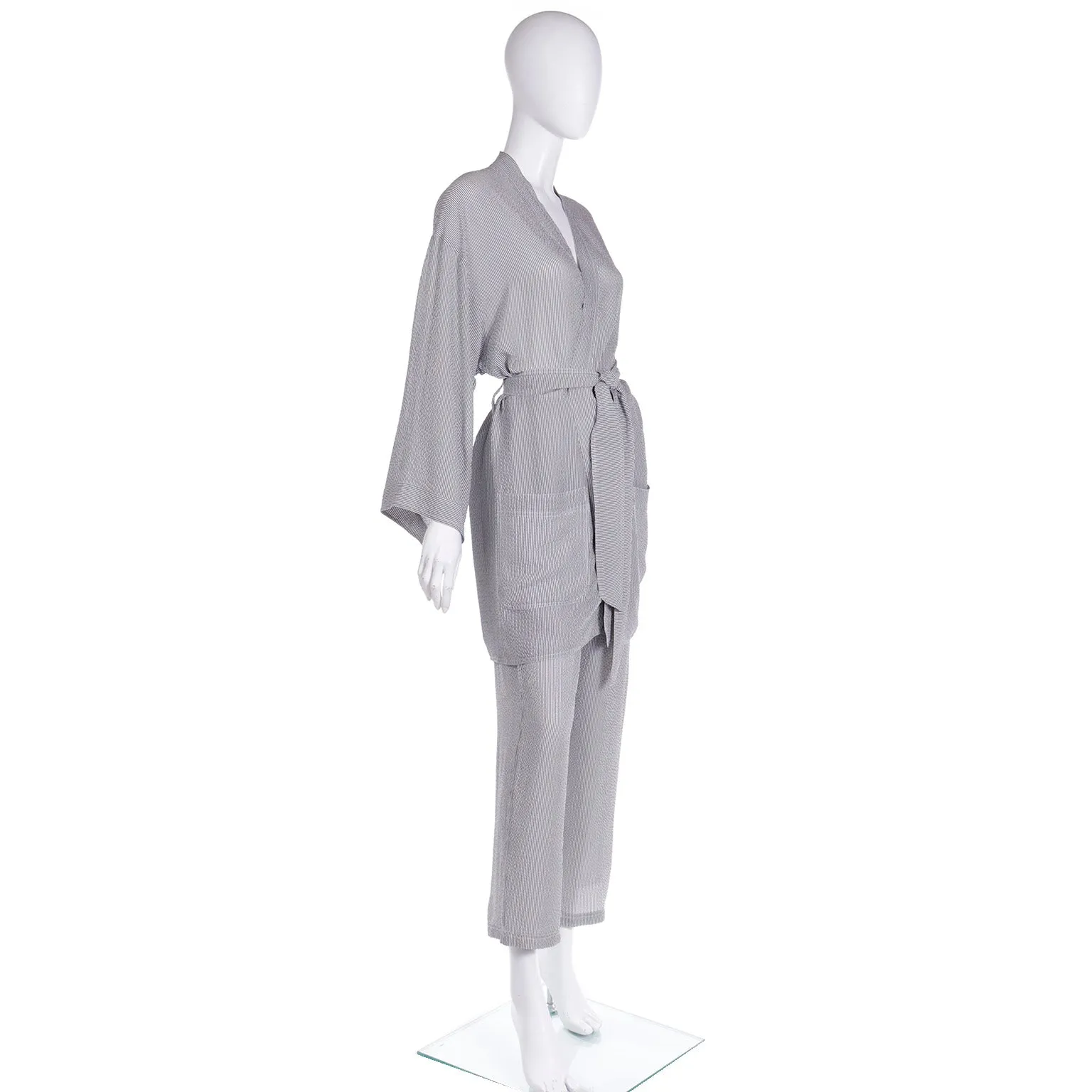 1990s Isaac Mizrahi Pinstriped Silk Loungewear Outfit