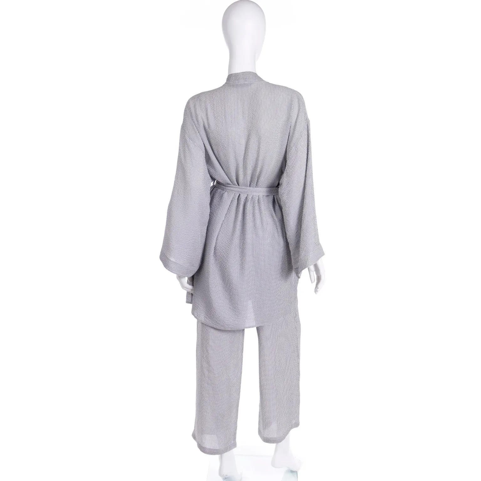 1990s Isaac Mizrahi Pinstriped Silk Loungewear Outfit