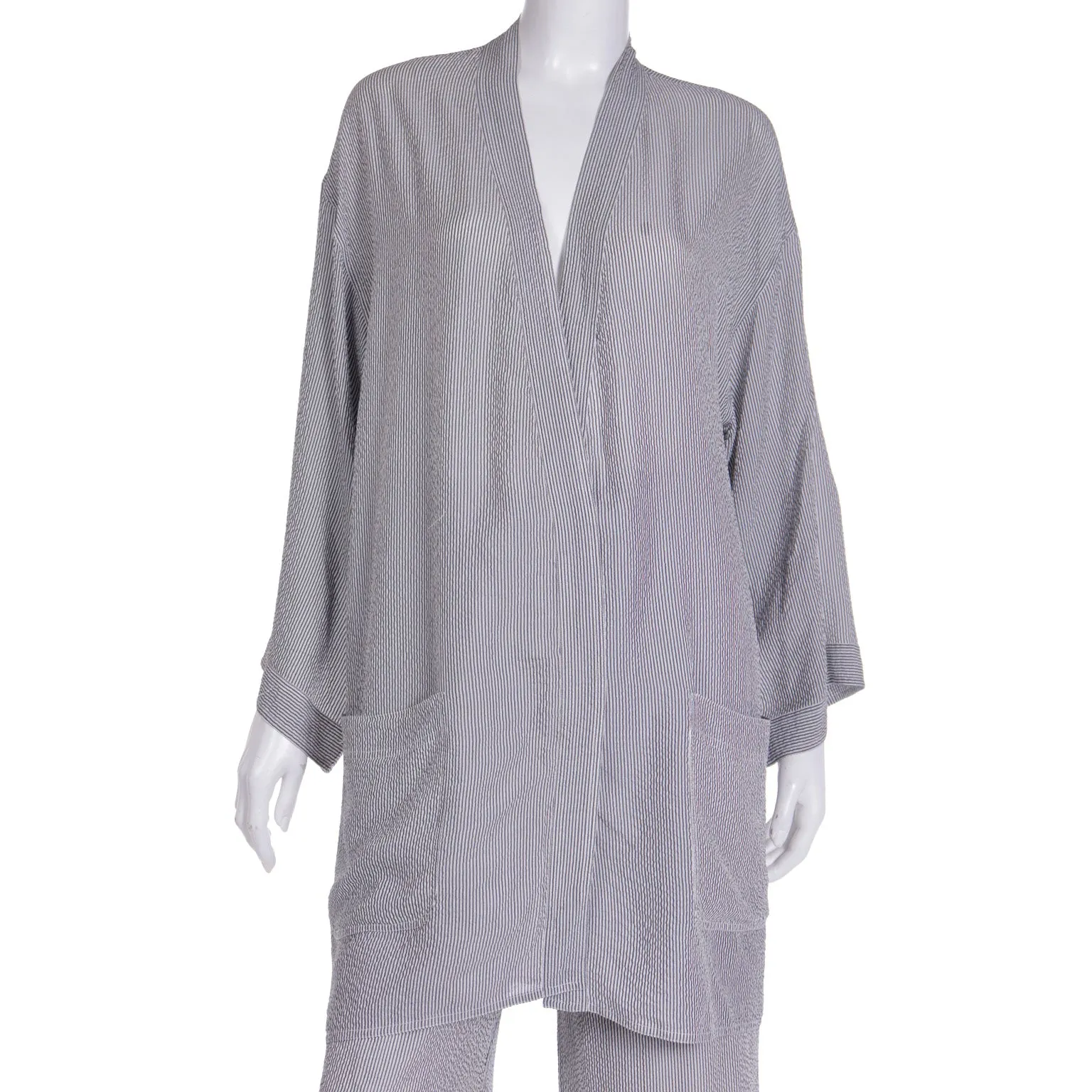 1990s Isaac Mizrahi Pinstriped Silk Loungewear Outfit