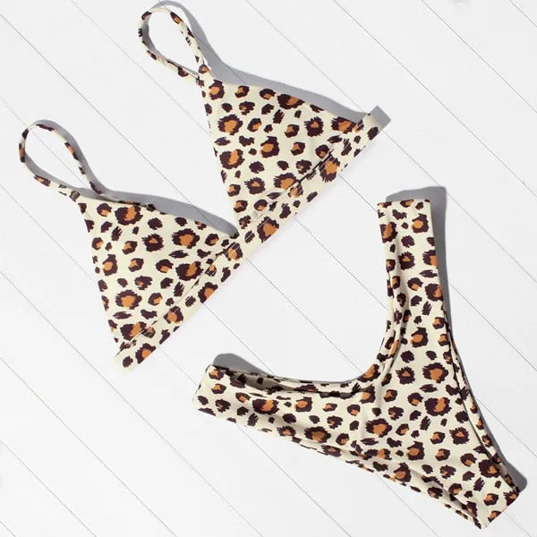 2 Piece Micro Swimwear Women's Leopard Print High Cut Swimming Bathing Suit Sexy Swimsuit Brazilian Bikini Set