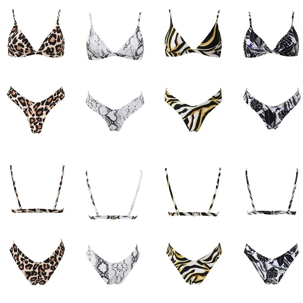 2 Piece Micro Swimwear Women's Leopard Print High Cut Swimming Bathing Suit Sexy Swimsuit Brazilian Bikini Set