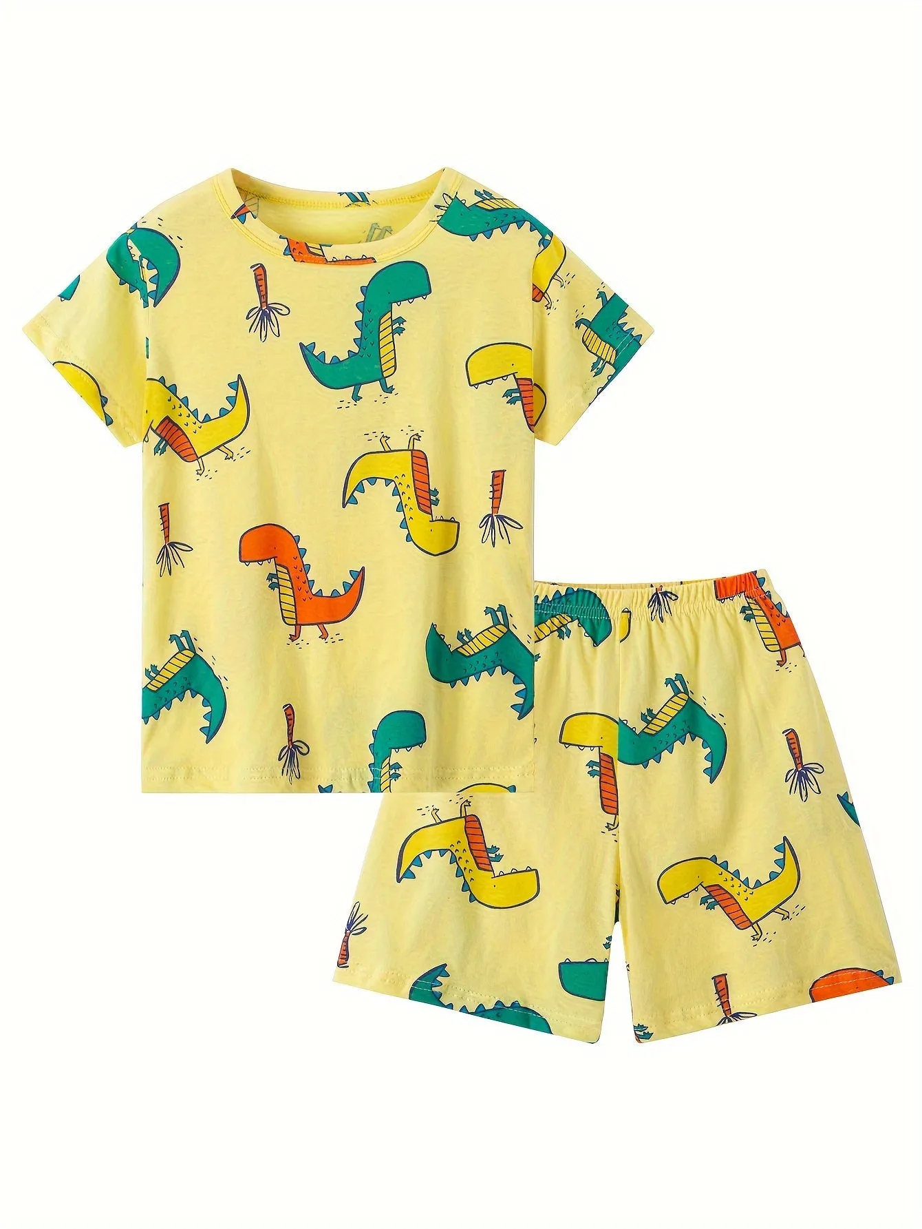 2pcs Boys Summer Loungewear Set – Thin Style Cartoon Dinosaur Print 🦖