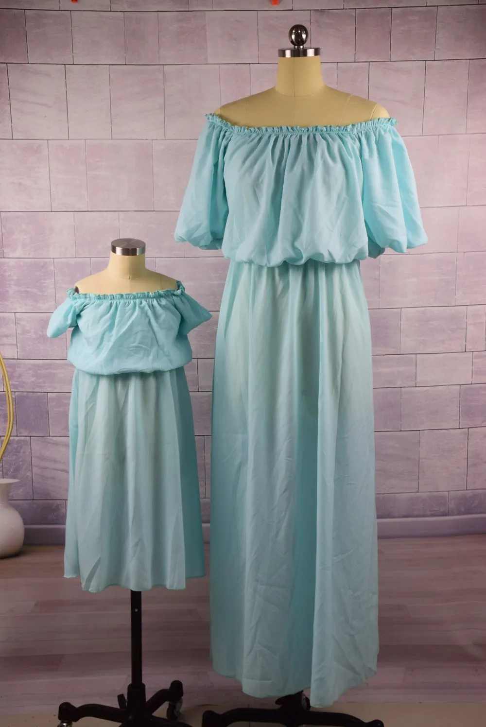 3 Color Solid Maxi Dresses For Mother And Daughter