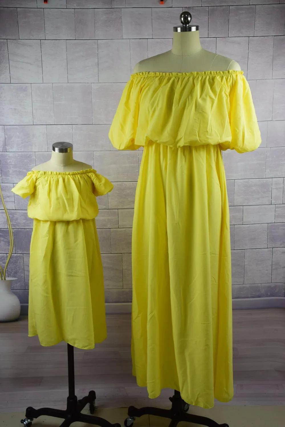 3 Color Solid Maxi Dresses For Mother And Daughter