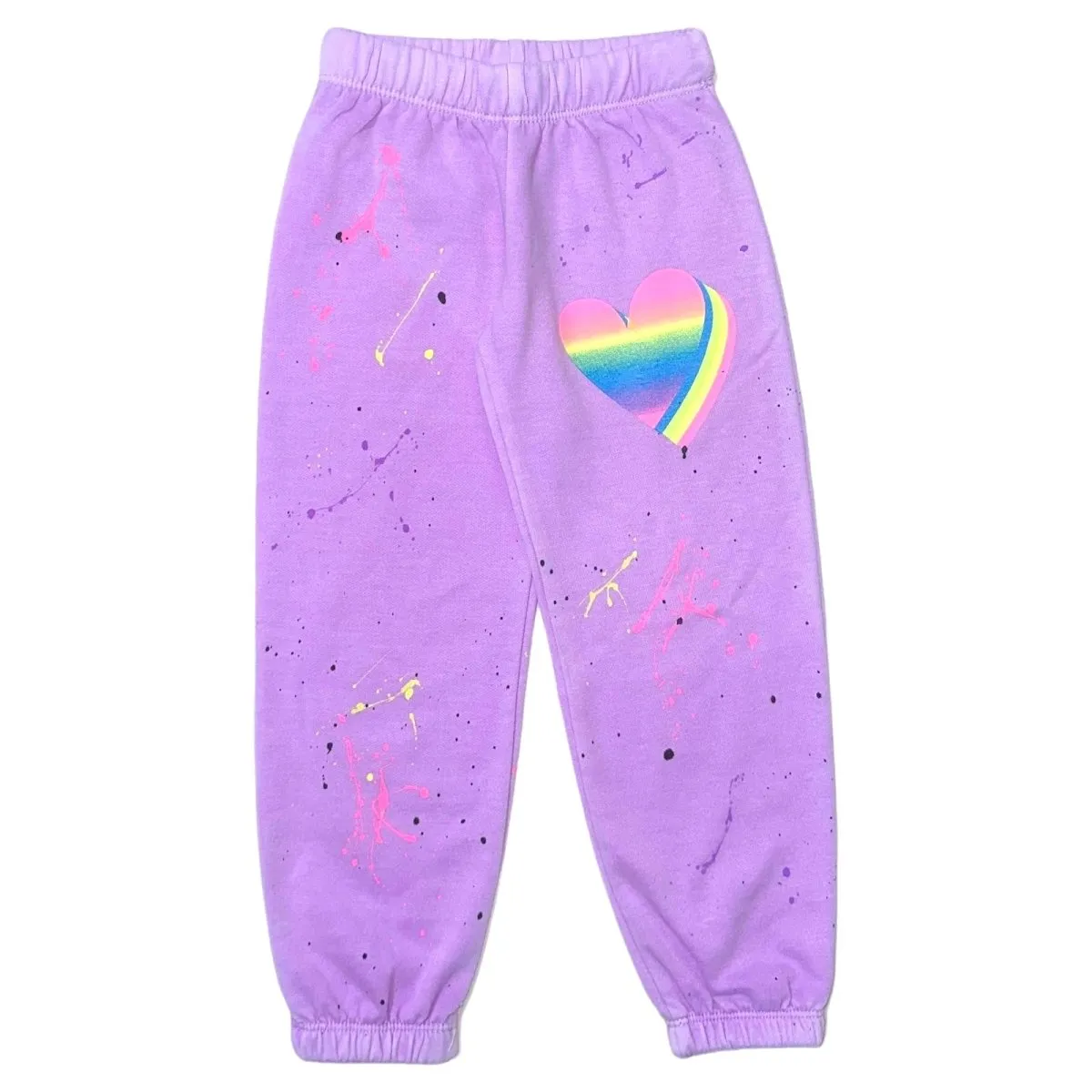 3D NEON HEART PAINT SPLATTER SWEATPANTS