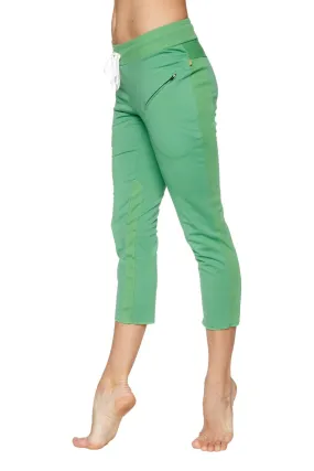 4/5 Length Zipper Pocket Capri Yoga Pant (Bamboo Green)