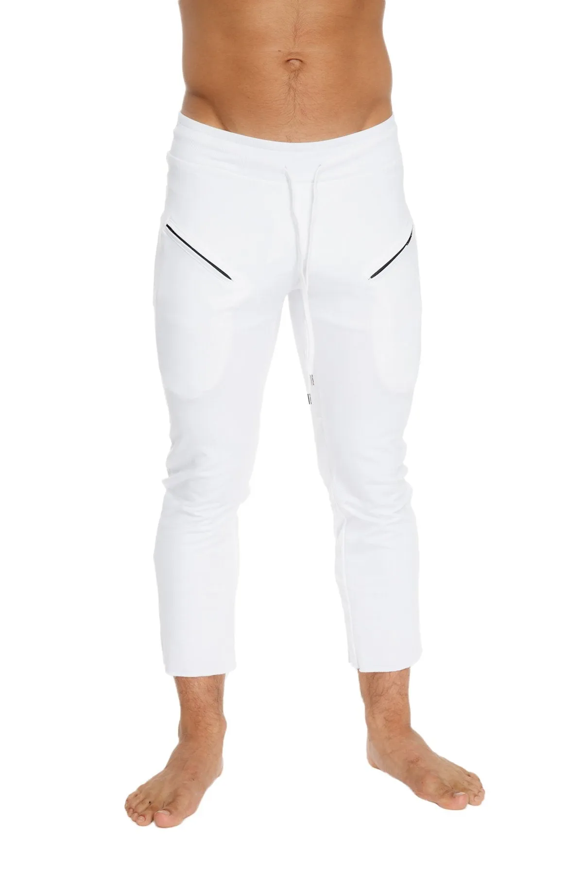 4/5 Zipper Pocket Capri Yoga Pants (White)