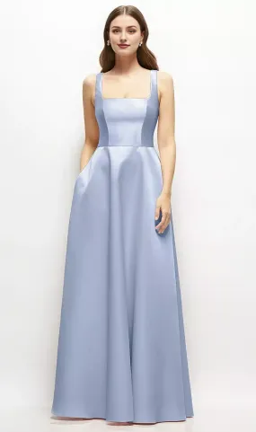 A-Line Princess Square-Neck Satin Maxi Dress Bridesmaid Dresses Wedding Guest Dresses