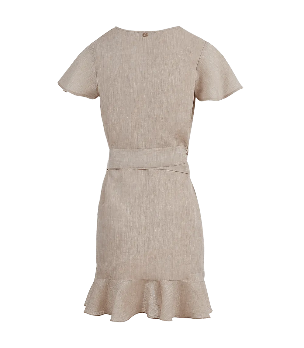 Amalia Linen Mini Wrap Dress