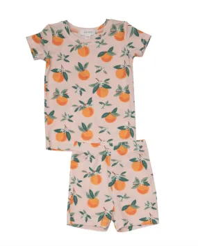 Angel Dear Kids Loungewear Pajamas Short Set in Orange Blossoms