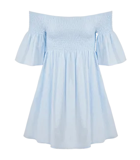 Arianna Smocked Bell Sleeve Mini Dress