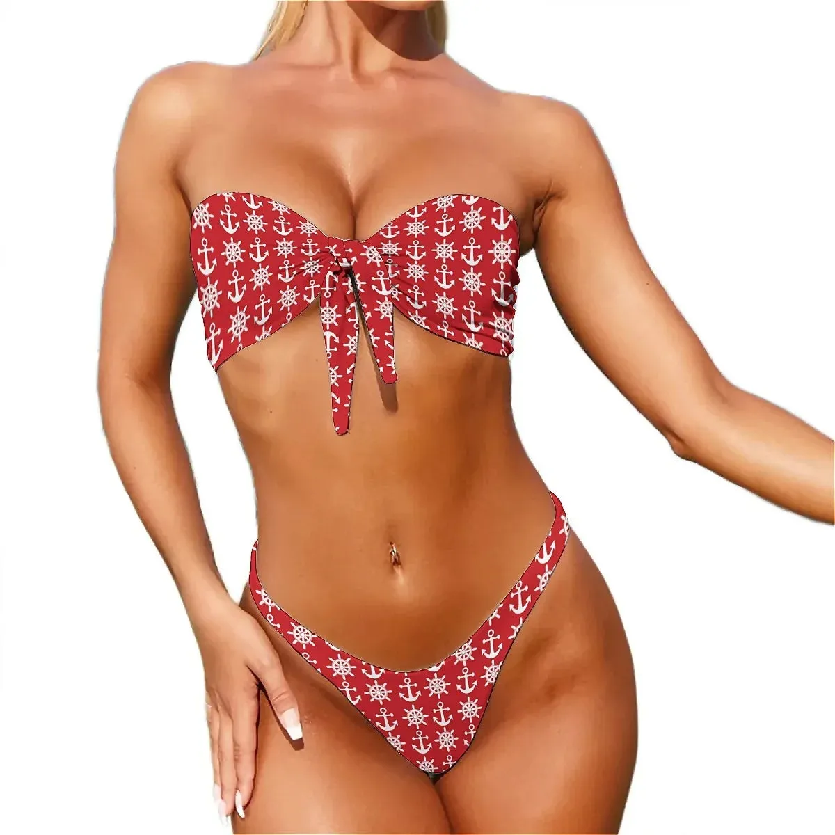 Ashore Shop  Sailors Bikini Swimsuit Sexy Anchor Print Swimwear