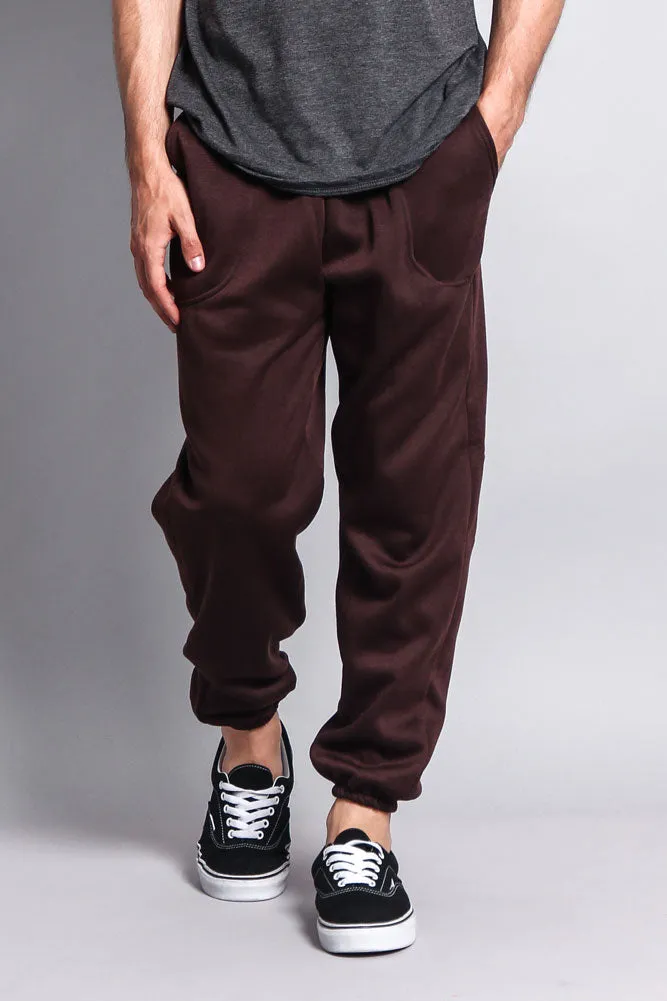 Basic Solid Color Fleece Sweatpants