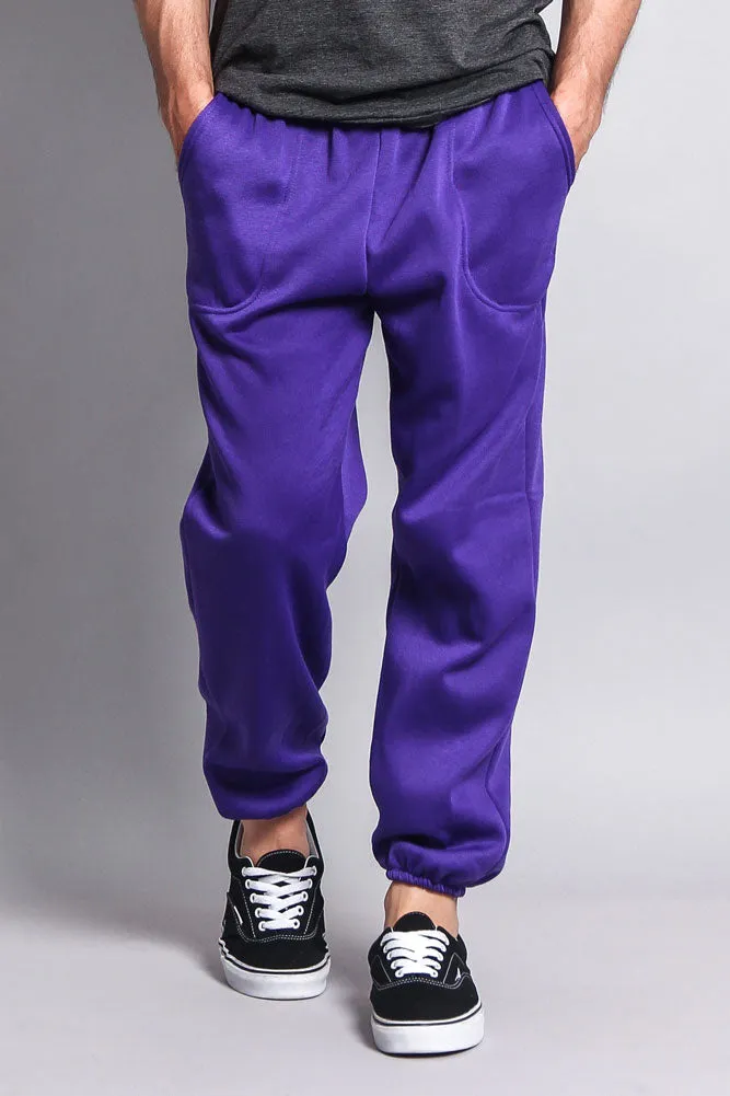 Basic Solid Color Fleece Sweatpants