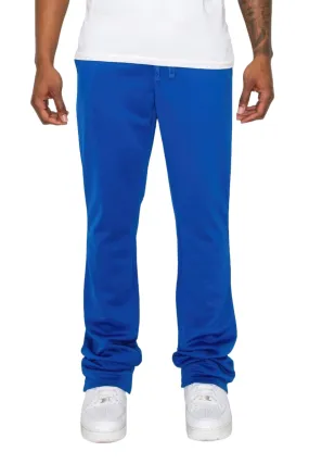 Blue Solid Flare Stacked Track Pants