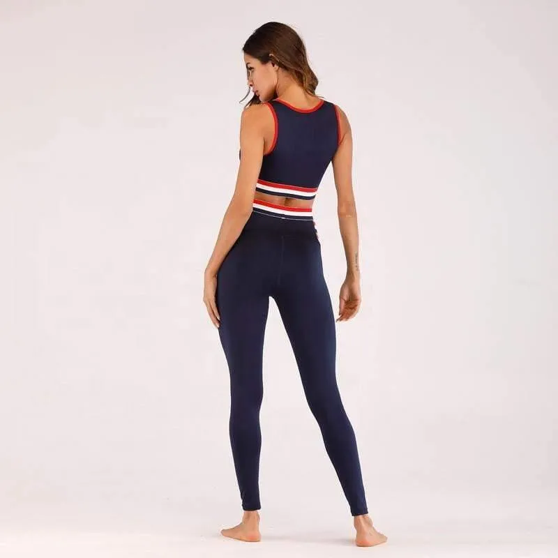 blue tight bandage yoga suit