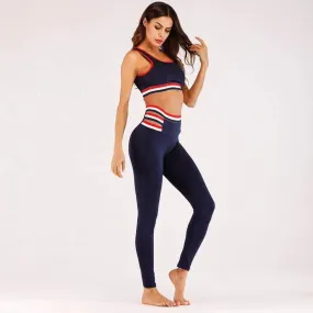 blue tight bandage yoga suit