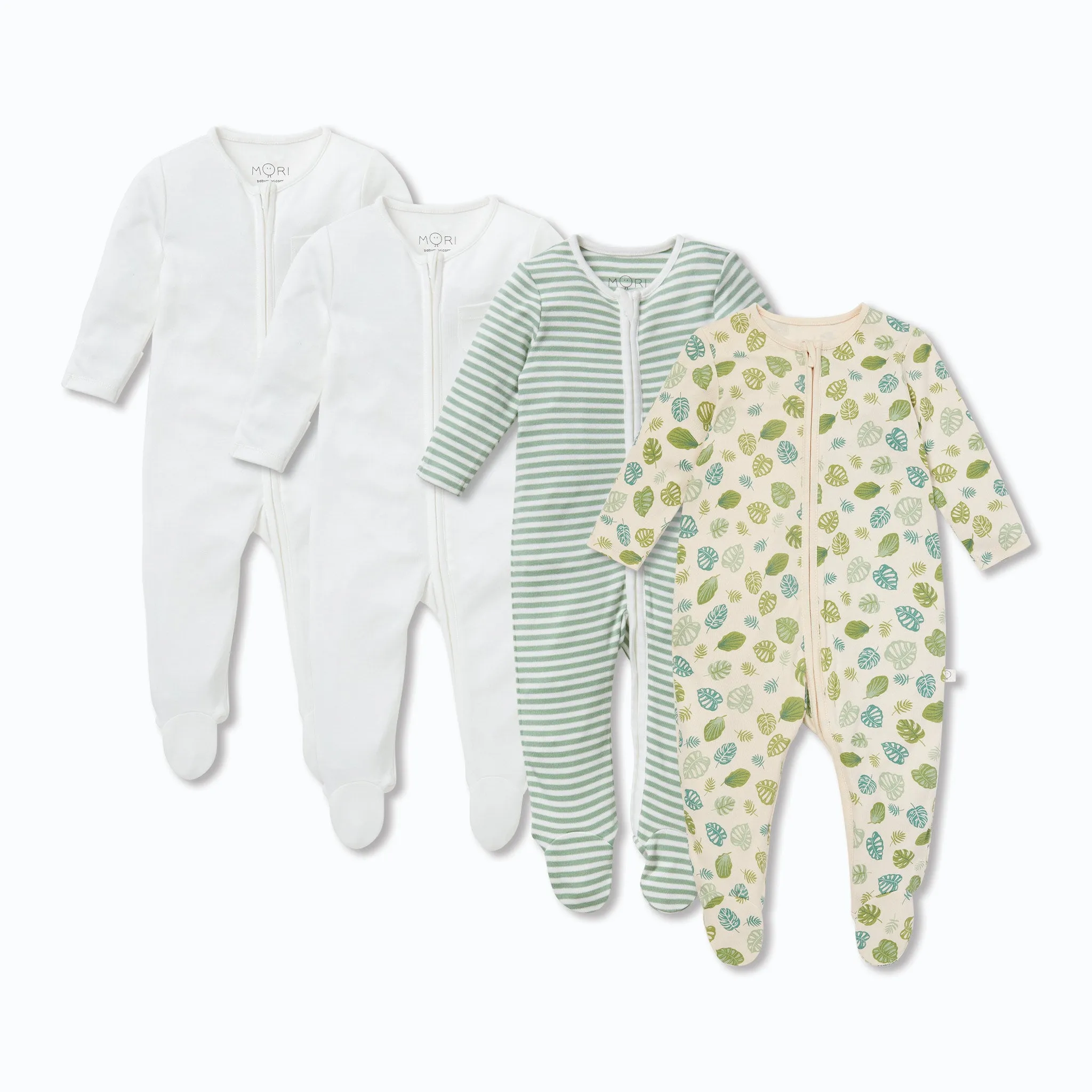 Botanical Clever Zip Baby Pajamas 4 Pack