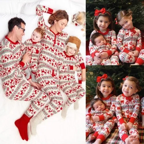 Christmas Pajamas Matching Family Pyjamas Merry  Cotton Long Sleeve Mom Dad Boy Girls Sleepwear Sets Home Nightwear