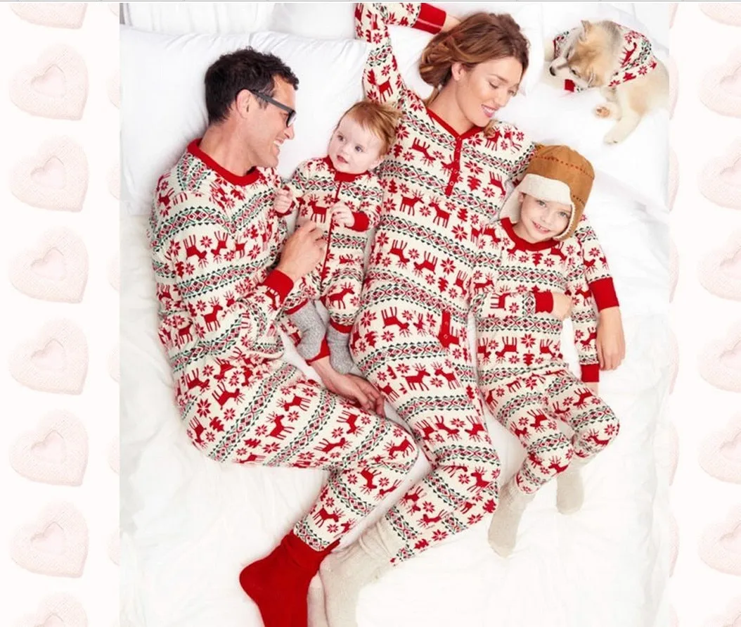 Christmas Pajamas Matching Family Pyjamas Merry  Cotton Long Sleeve Mom Dad Boy Girls Sleepwear Sets Home Nightwear