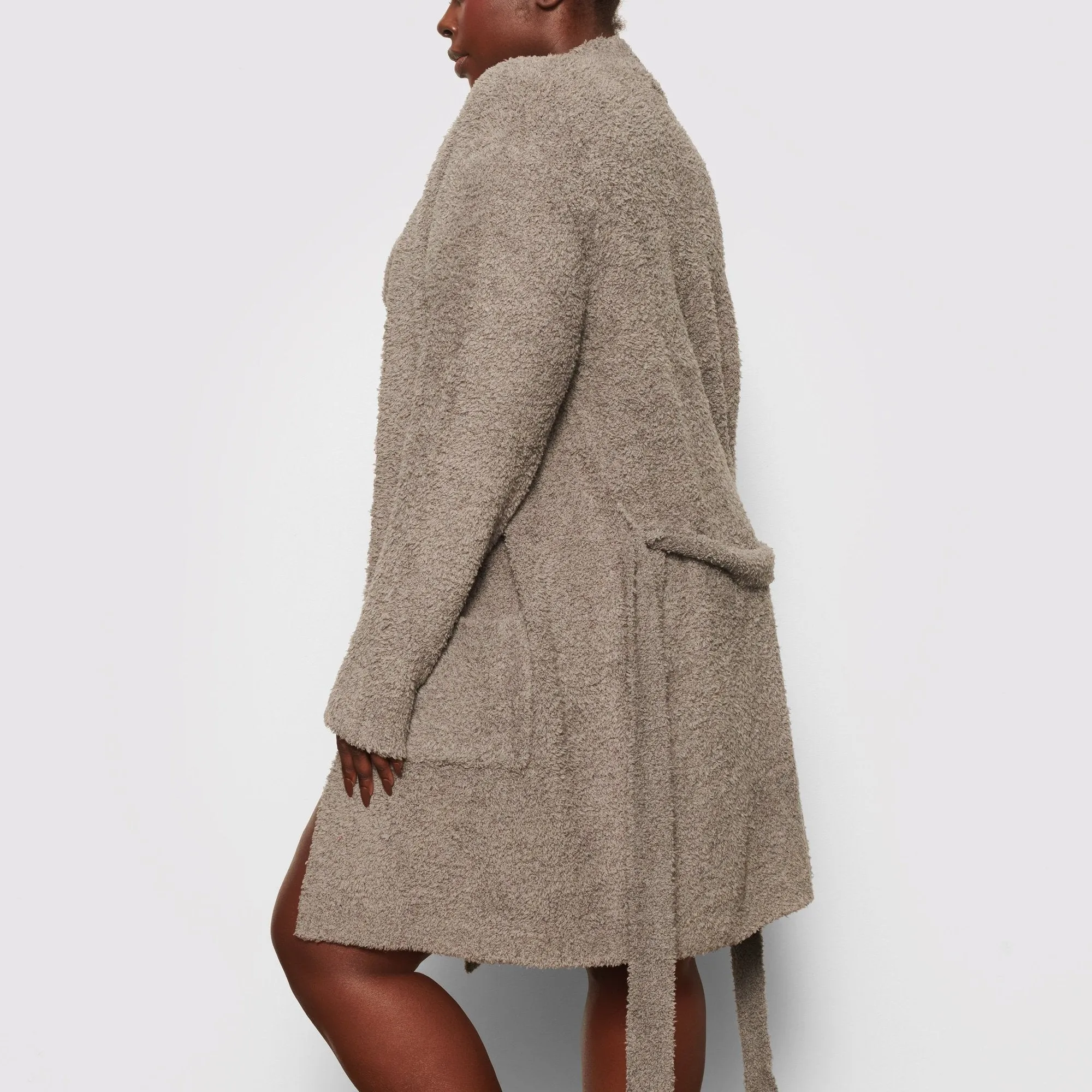 COZY KNIT SHORT ROBE | SMOKE