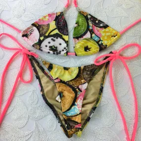 Custom Ravish "Gimmie" Donut bikini tie string w/Embellishment “Limited time $89.99” Donuts/Doughnut***(SUIT SOLD PER PIECE OR SET, price varies)