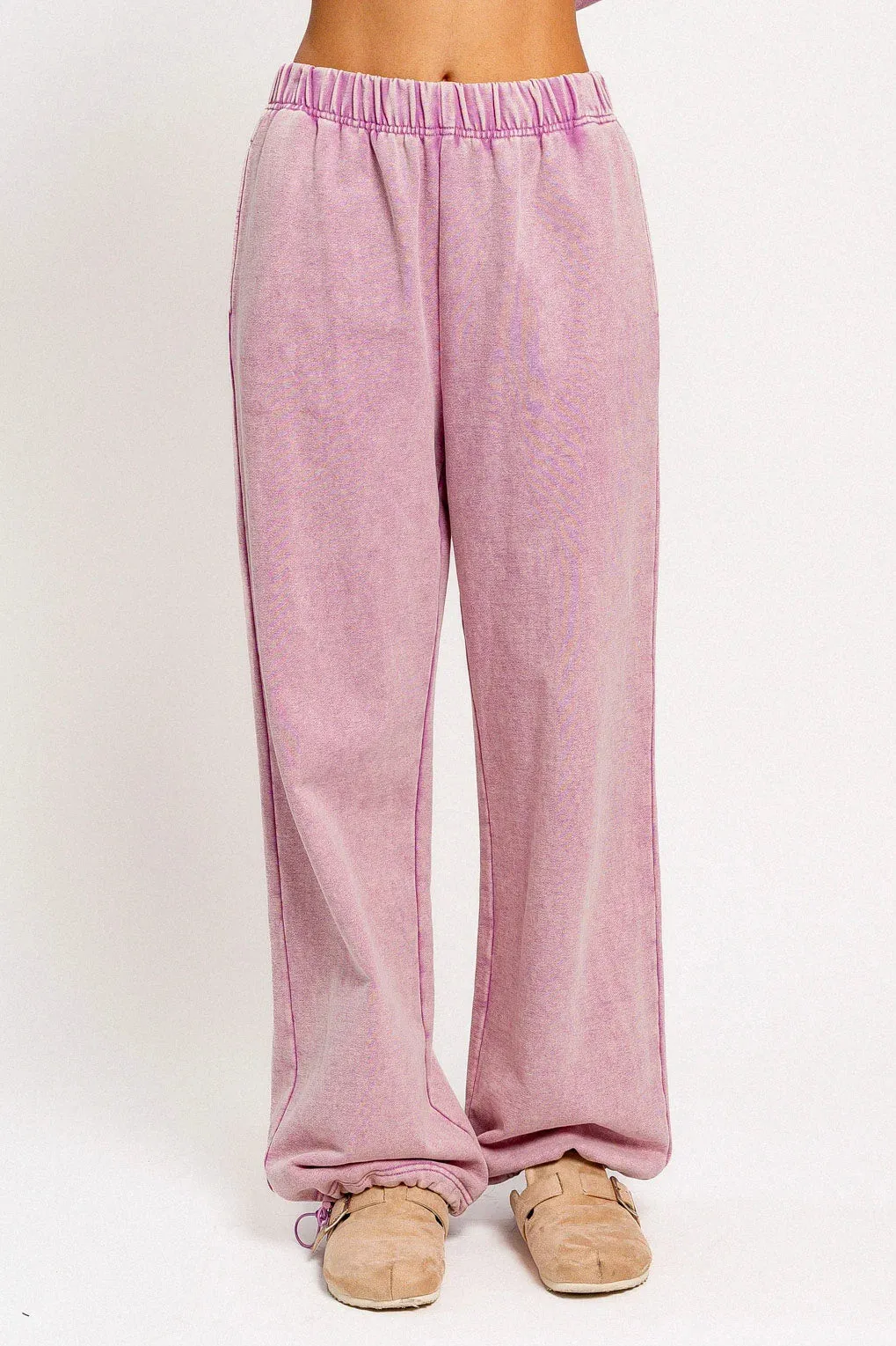 Elastic Waist Wide Leg Back Pocket Sweatpants