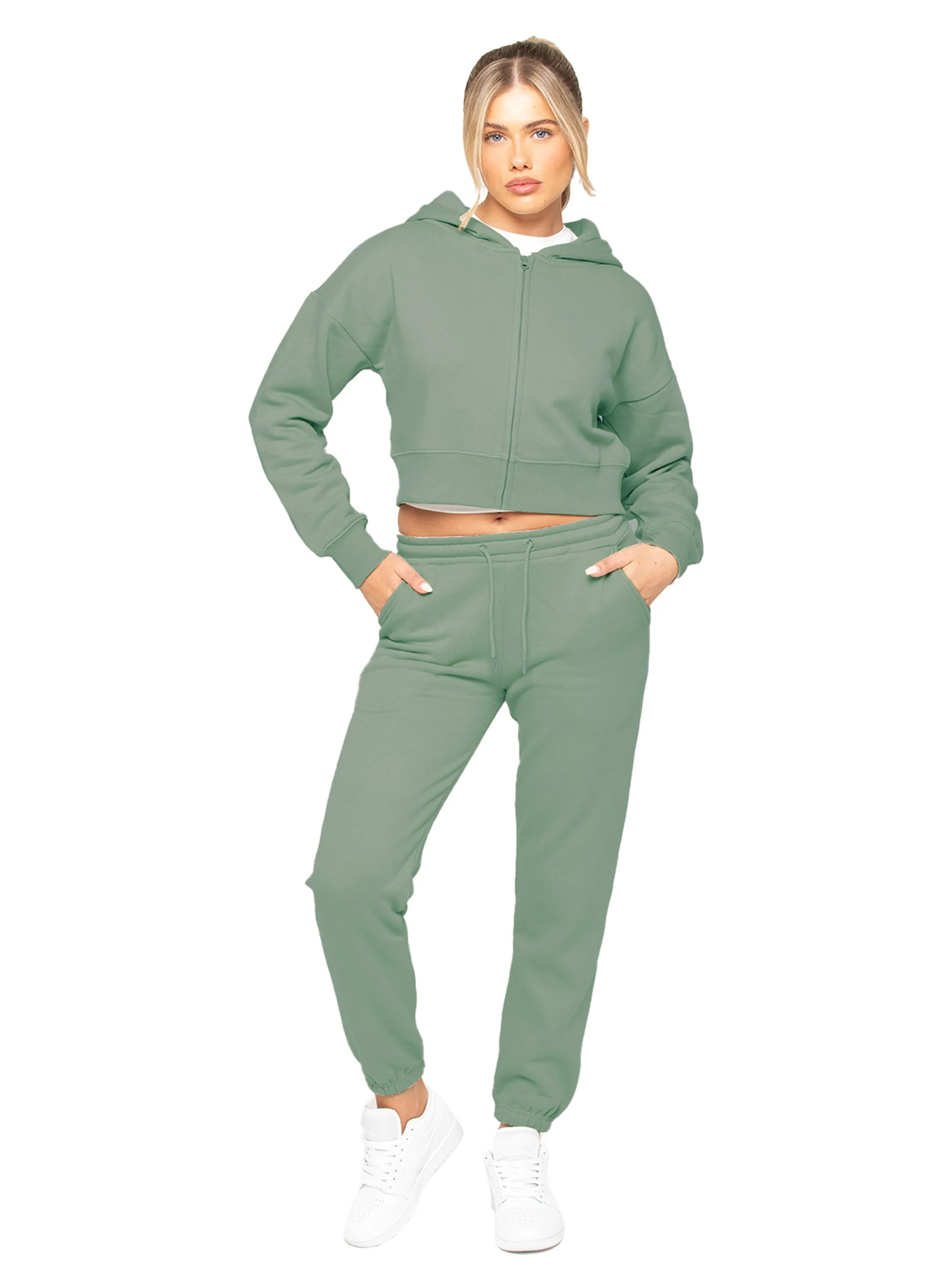 Enzo | Womens Cropped Zip Hoodie Tracksuit