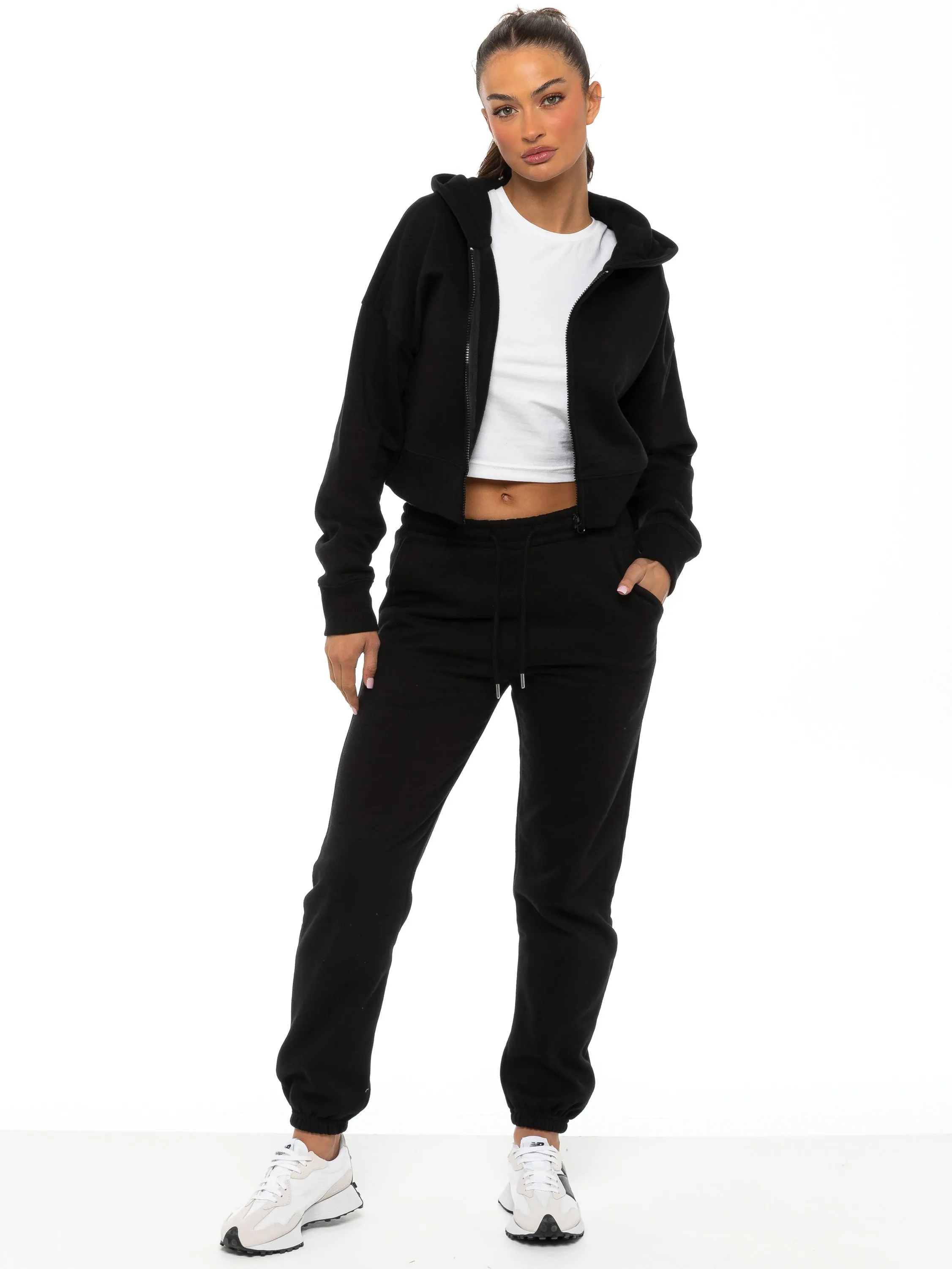 Enzo | Womens Cropped Zip Hoodie Tracksuit