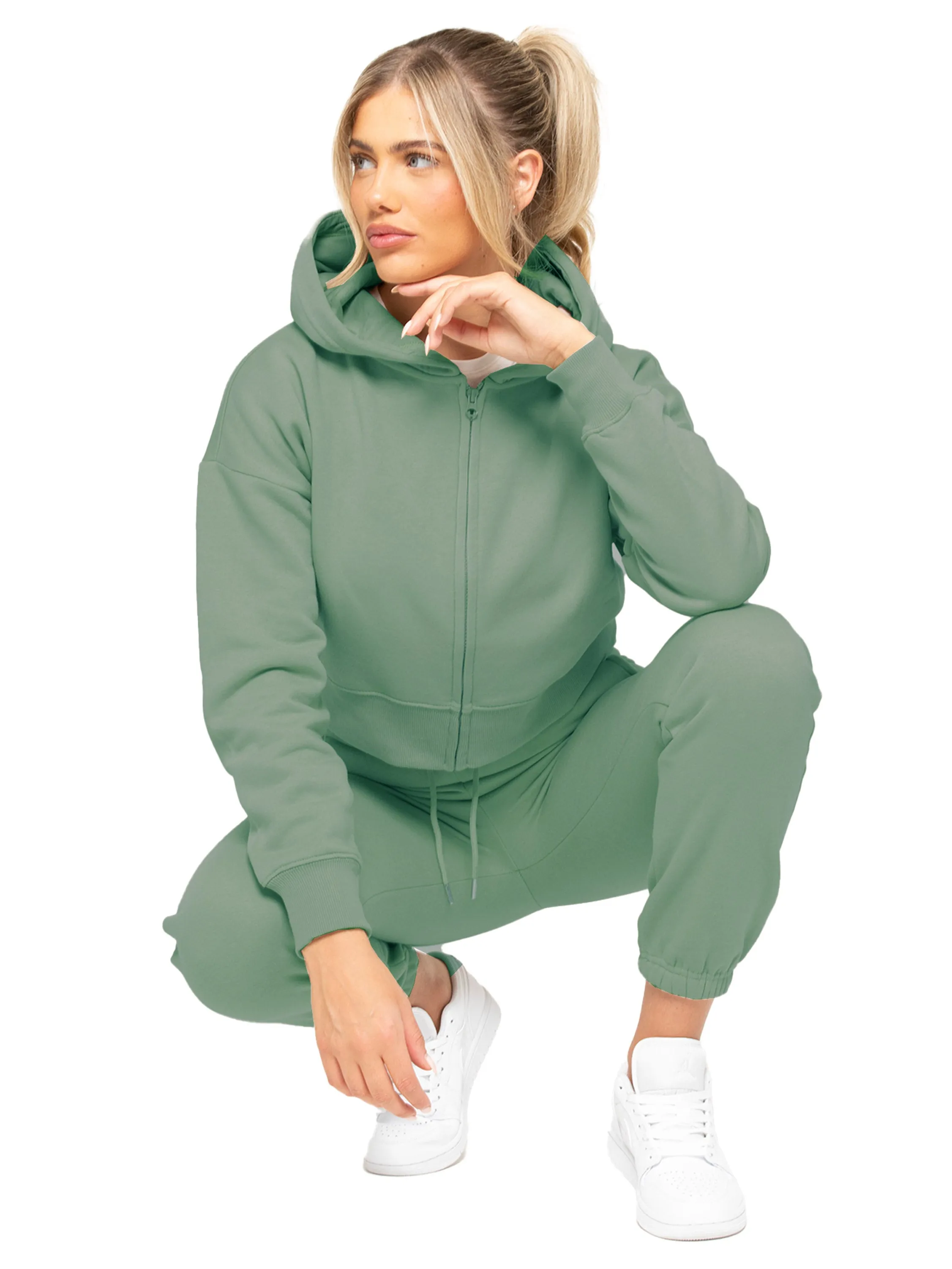 Enzo | Womens Cropped Zip Hoodie Tracksuit