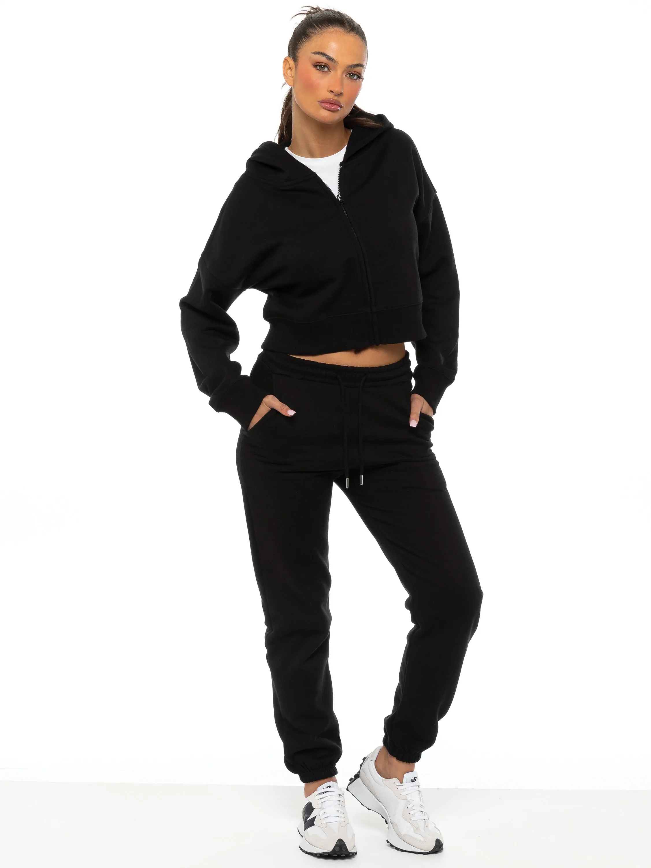 Enzo | Womens Cropped Zip Hoodie Tracksuit