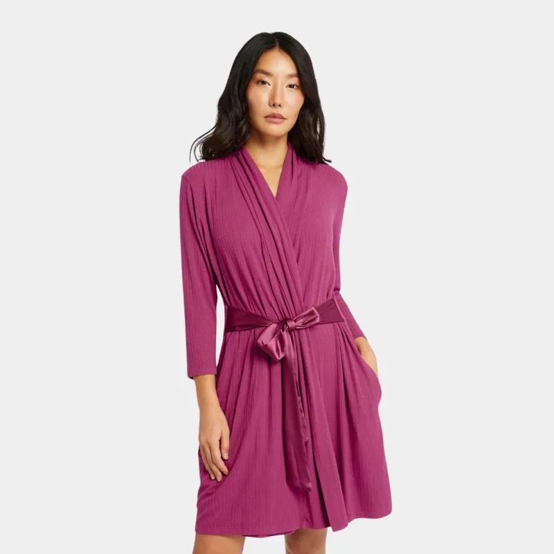 Fleur't Iconic Robe Cranberry Pointelle