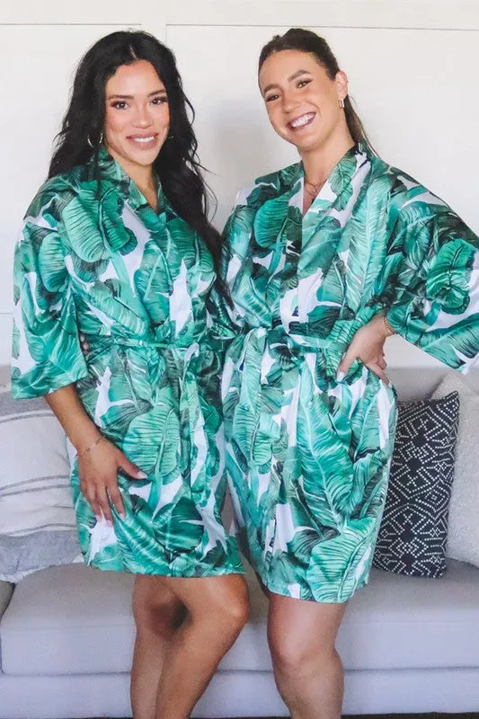 Green and White Banana Leaf Robe