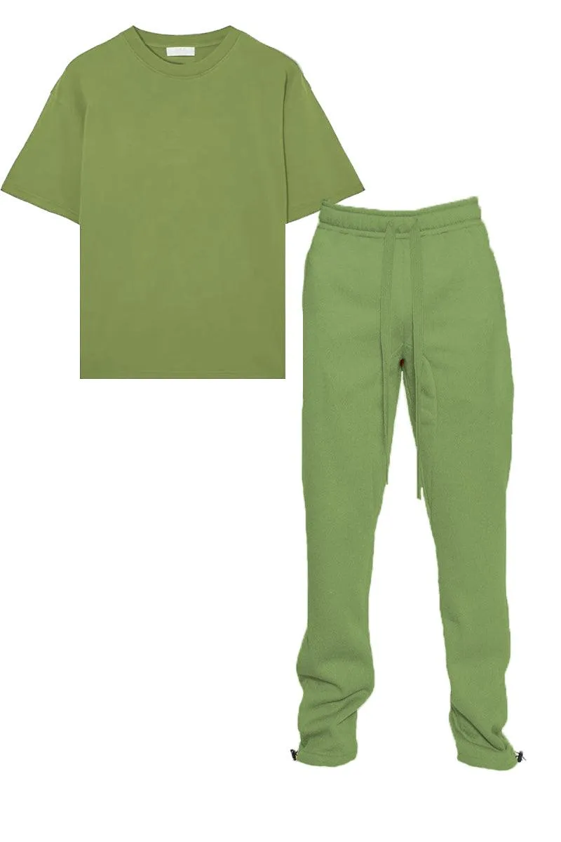 Green Tshirt Ankle Toggle Sweatpants Set