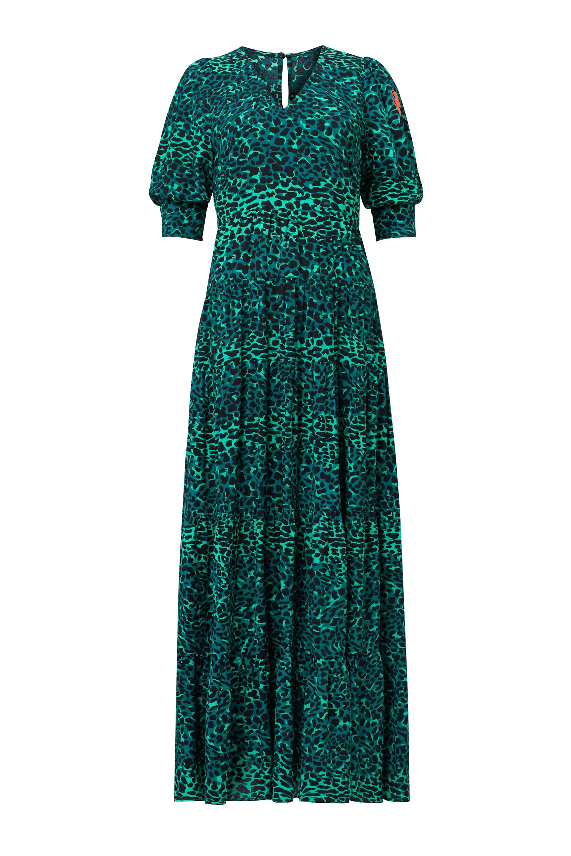 Green with Black Wild Leopard Maxi Dress