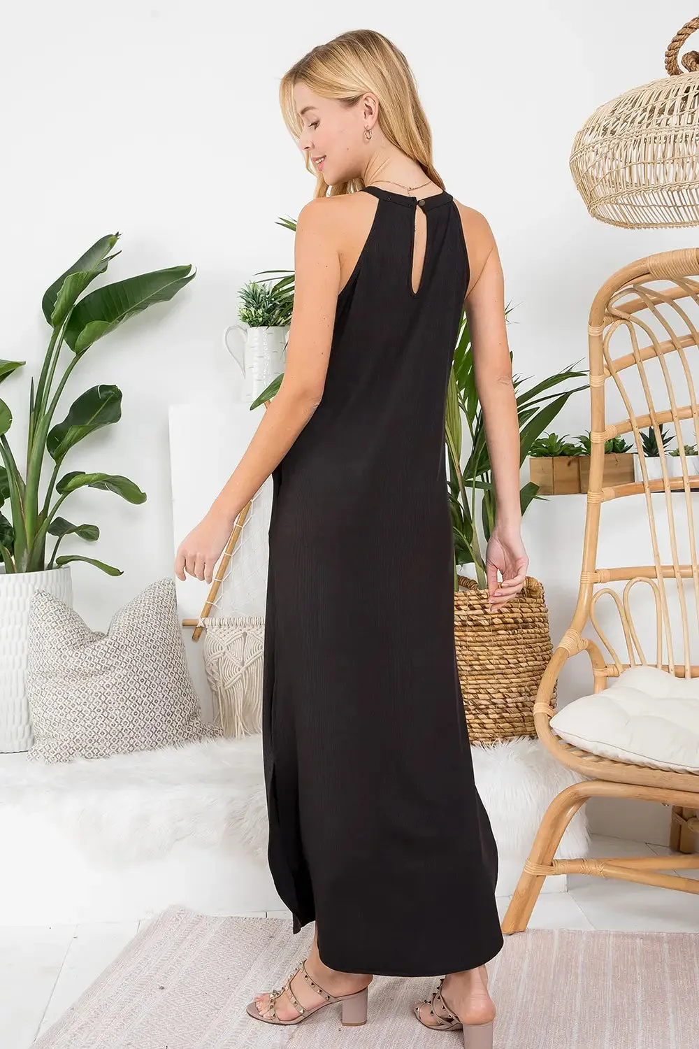 Halter Neck Maxi Dress w/Pockets