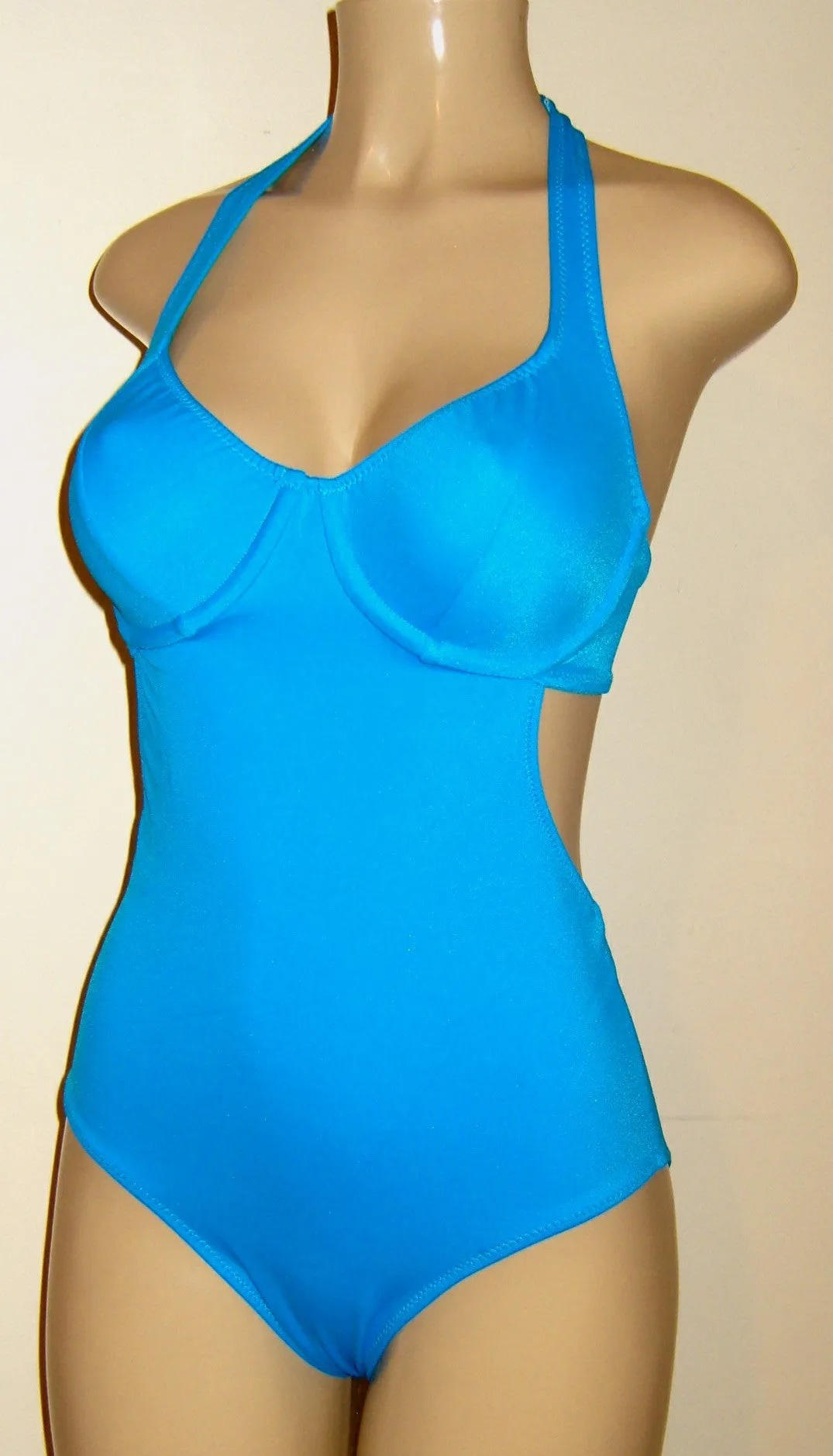 Halter underwire one piece swimsuits