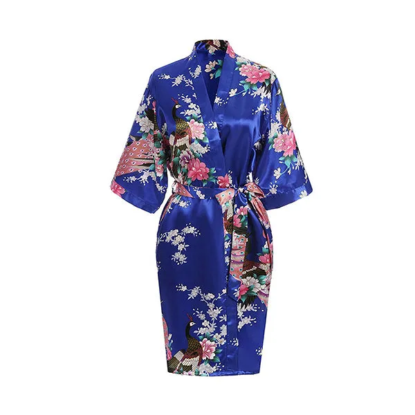 Jewel Blue Mommy and Me Robes, Floral, Satin Feel