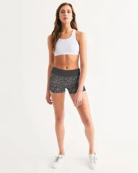 Leopard Pattern Women's Mid-Rise Yoga Shorts in Coal