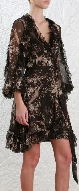 'Maples' Feathery Wrap Dress