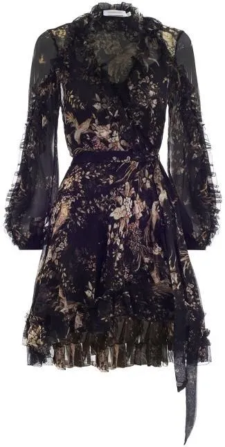 'Maples' Feathery Wrap Dress