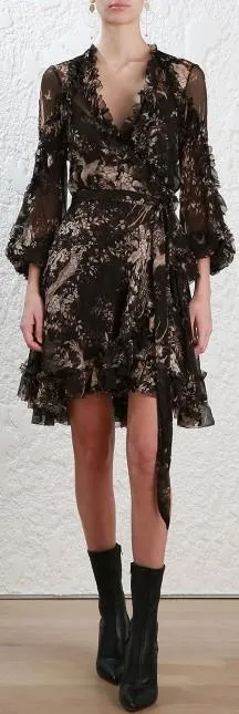 'Maples' Feathery Wrap Dress