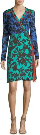 Mixed Jersey Wrap Dress