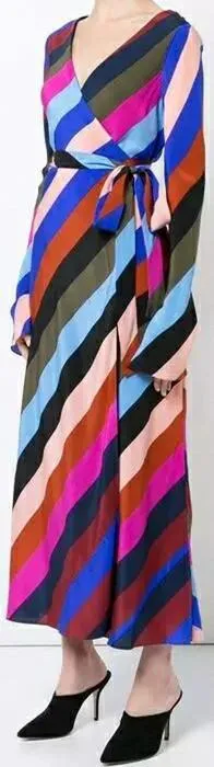 Multi Color Stripe Wrap Dress