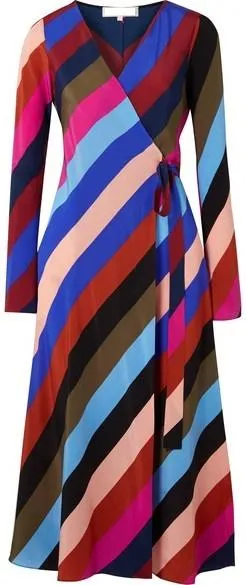 Multi Color Stripe Wrap Dress