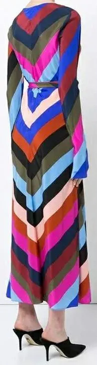 Multi Color Stripe Wrap Dress