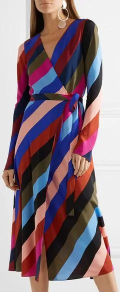 Multi Color Stripe Wrap Dress