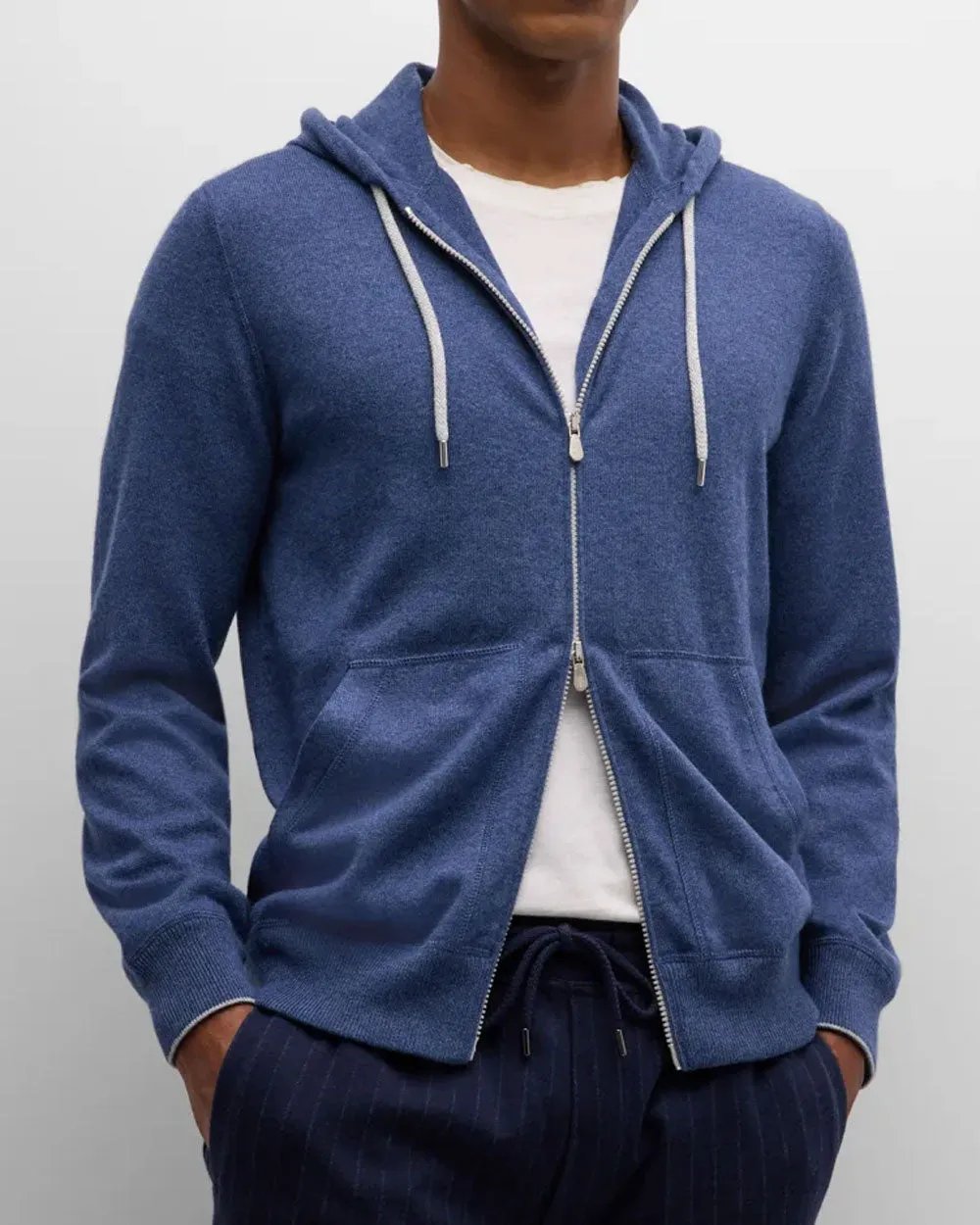 Navy Cashmere Full Zip Hoodie